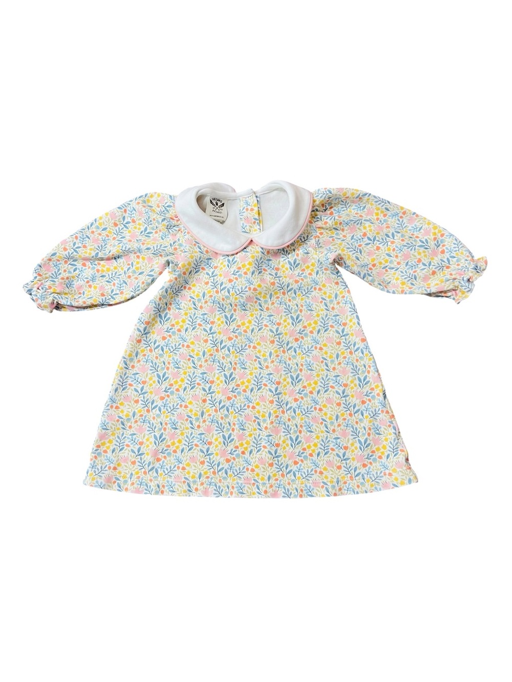 The Oaks Apparel Co White Floral Peter Pan Collar Casual Dress
